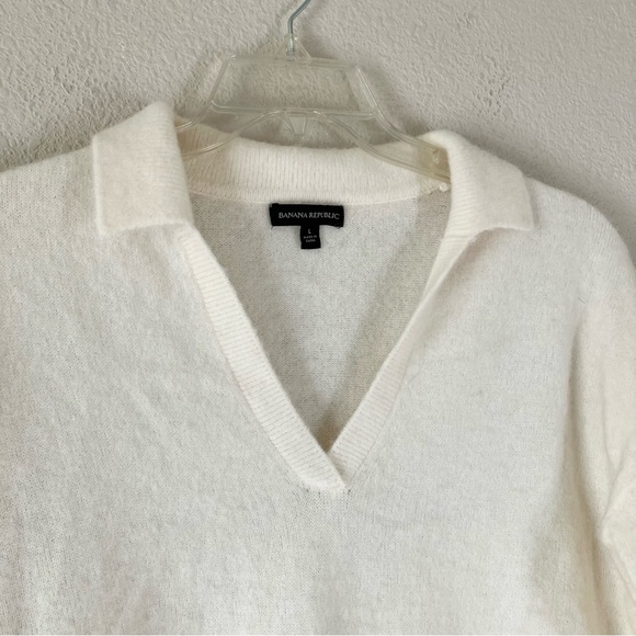 BANANA REPUBLIC Wool Pullover Polo Sweater V-neck Alpaca Quiet Luxury Preppy L - Picture 2 of 6